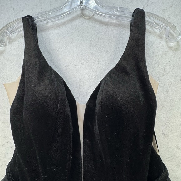 La Femme Black Velvet And Puff Tulle Mini Cocktail Dress size 4 Prom Hoco